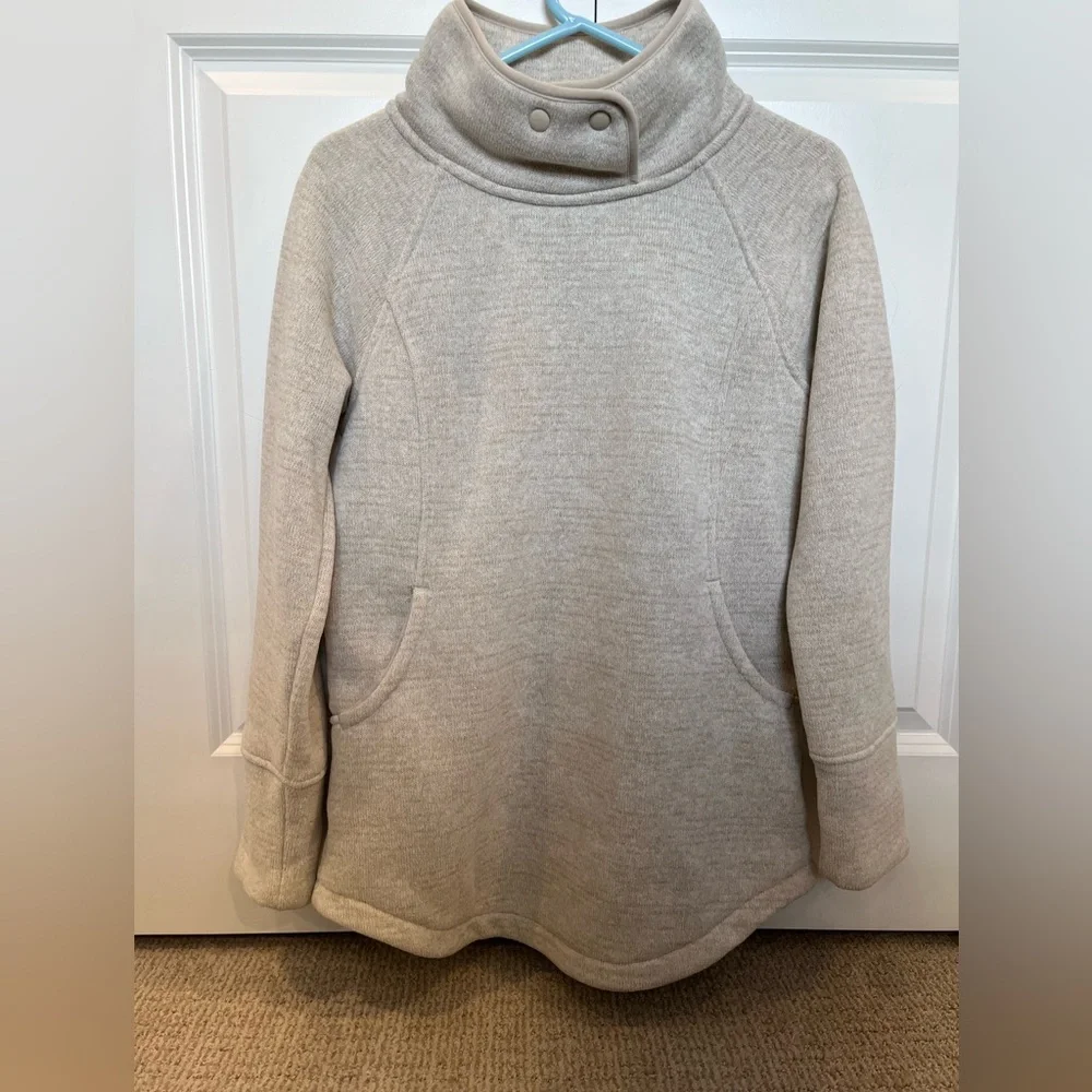 prAna Tri Thermal Threads Women's Tunic Cream Cowl Neck Sweater - Picture 12 of 13
